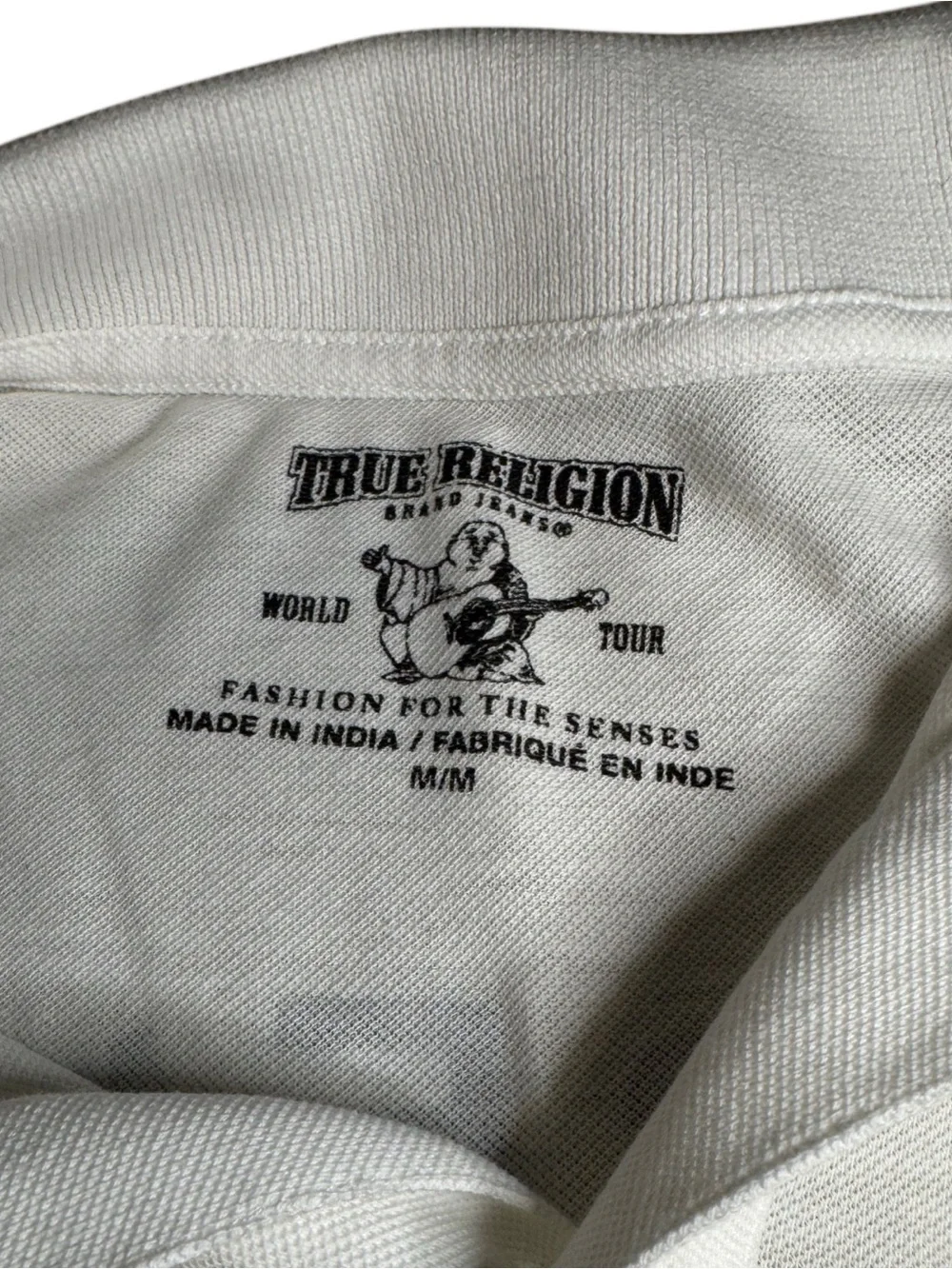 True Religion White Polo with Black Contrast Trim